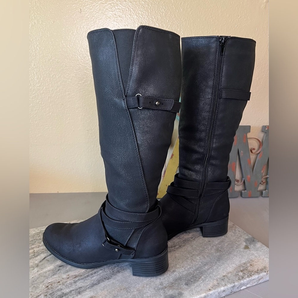 Easy Street Black Shimmer Knee high Boots - Picture 6 of 10